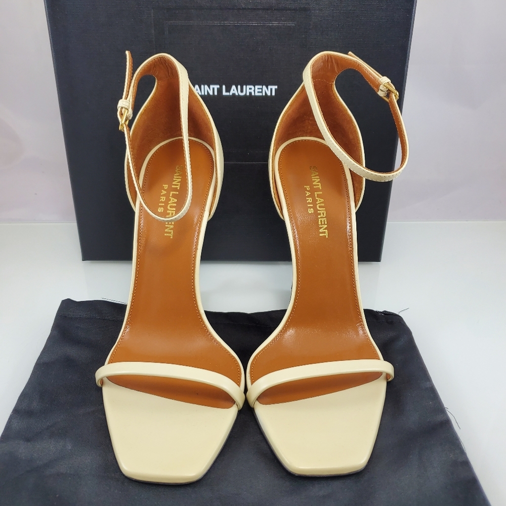 NWT$1,500 Saint Laurent YSL Opyum 110 Logo High Heel Leather Sandals Sz 40 (10) - Picture 8 of 16